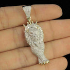 Lion Diamond Pendant 14k Solid Gold - 1.47 CTW