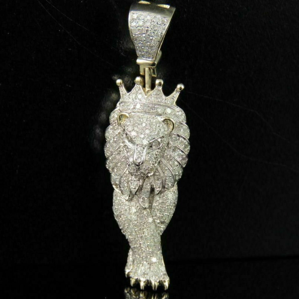 Lion Diamond Pendant 14k Solid Gold - 1.47 CTW