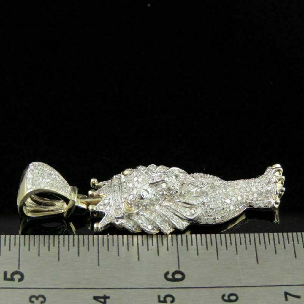 Lion Diamond Pendant 14k Solid Gold - 1.47 CTW