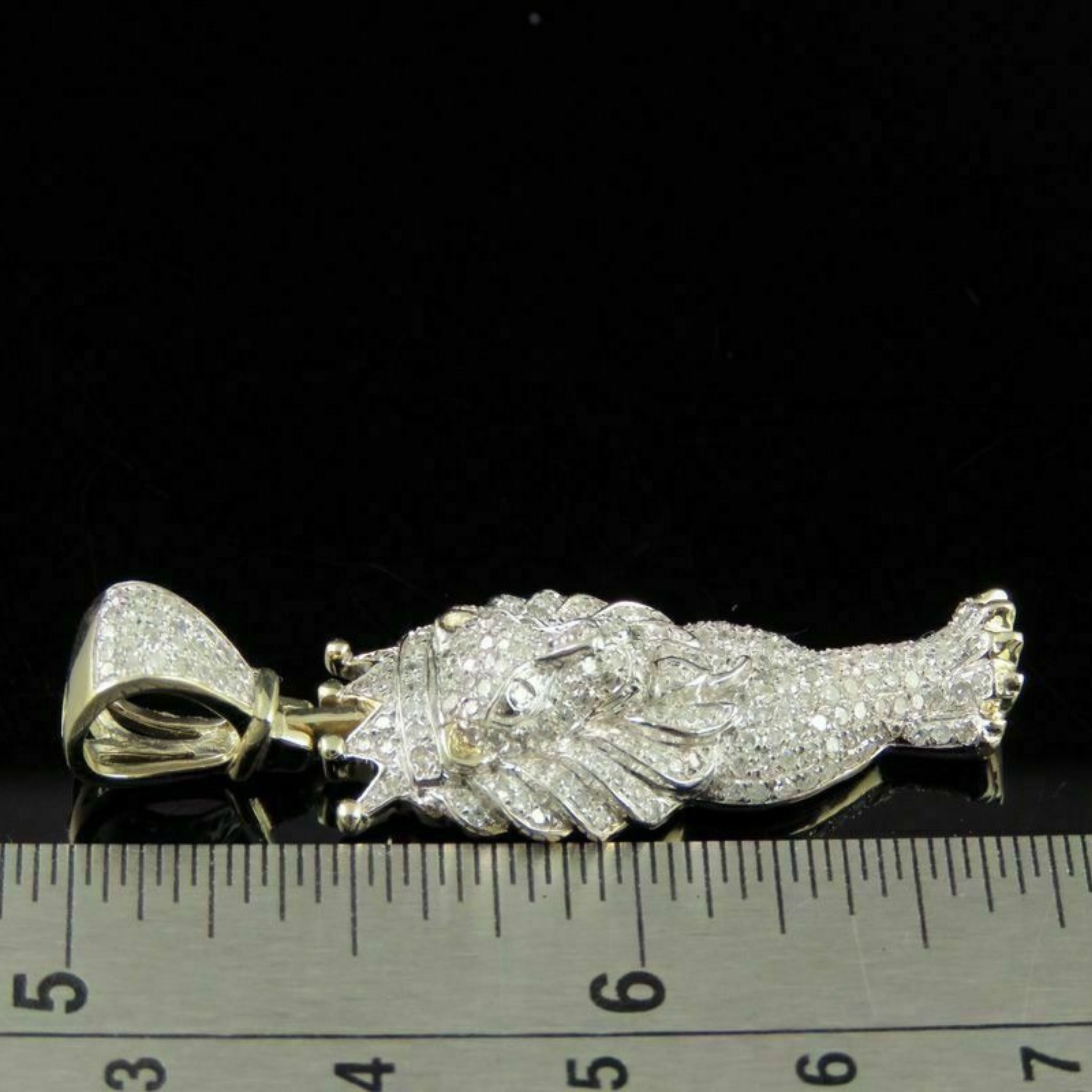 Lion Diamond Pendant 14k Solid Gold - 1.47 CTW