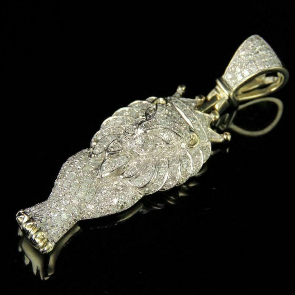 Lion Diamond Pendant 14k Solid Gold - 1.47 CTW