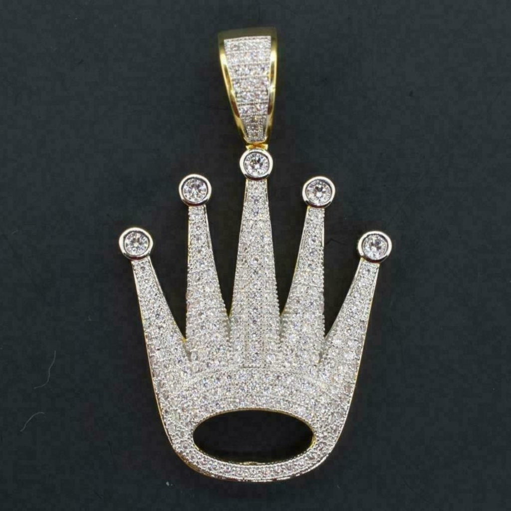 Crown Diamond Pendant 14k Solid Gold - 1.302 CTW