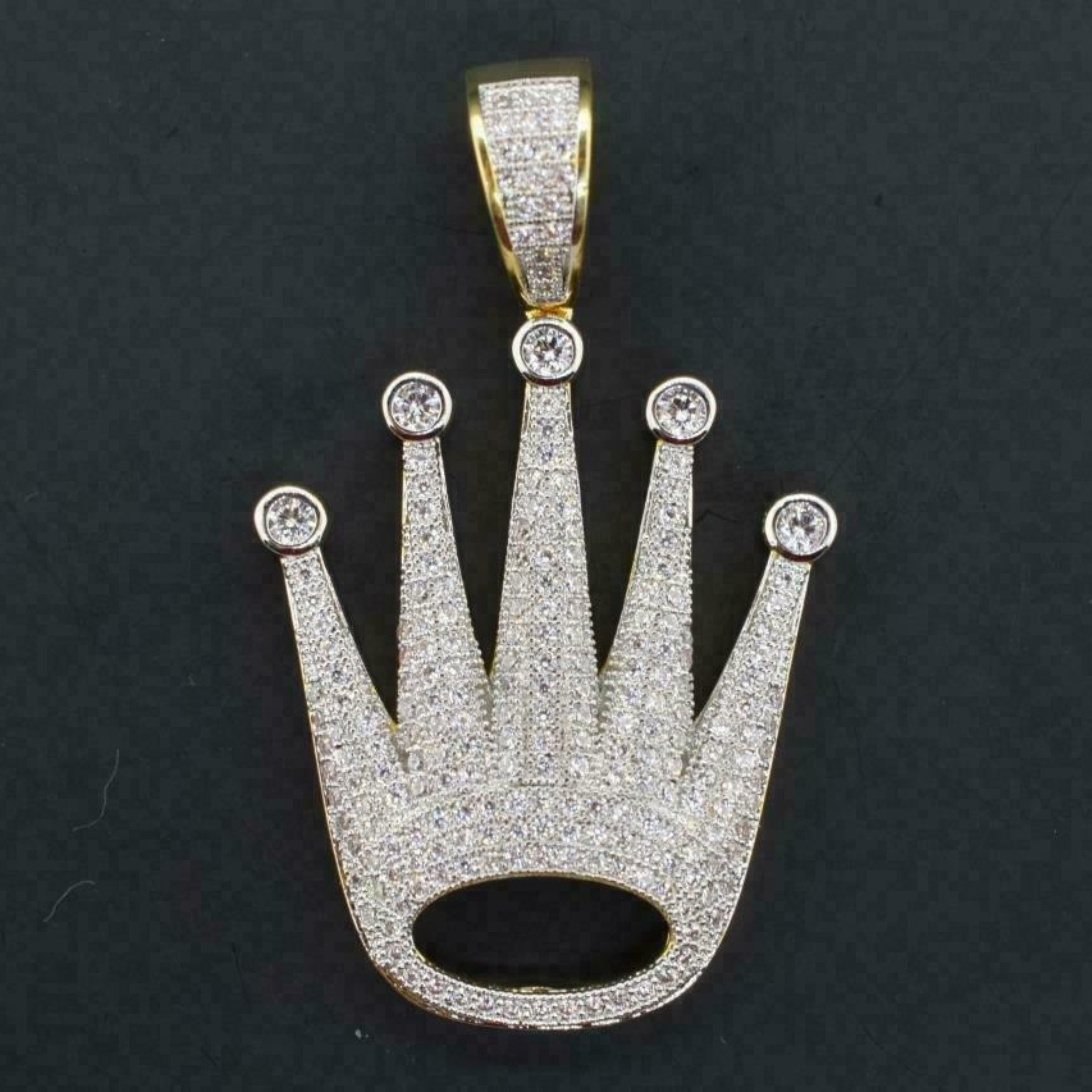 Crown Diamond Pendant 14k Solid Gold - 1.302 CTW
