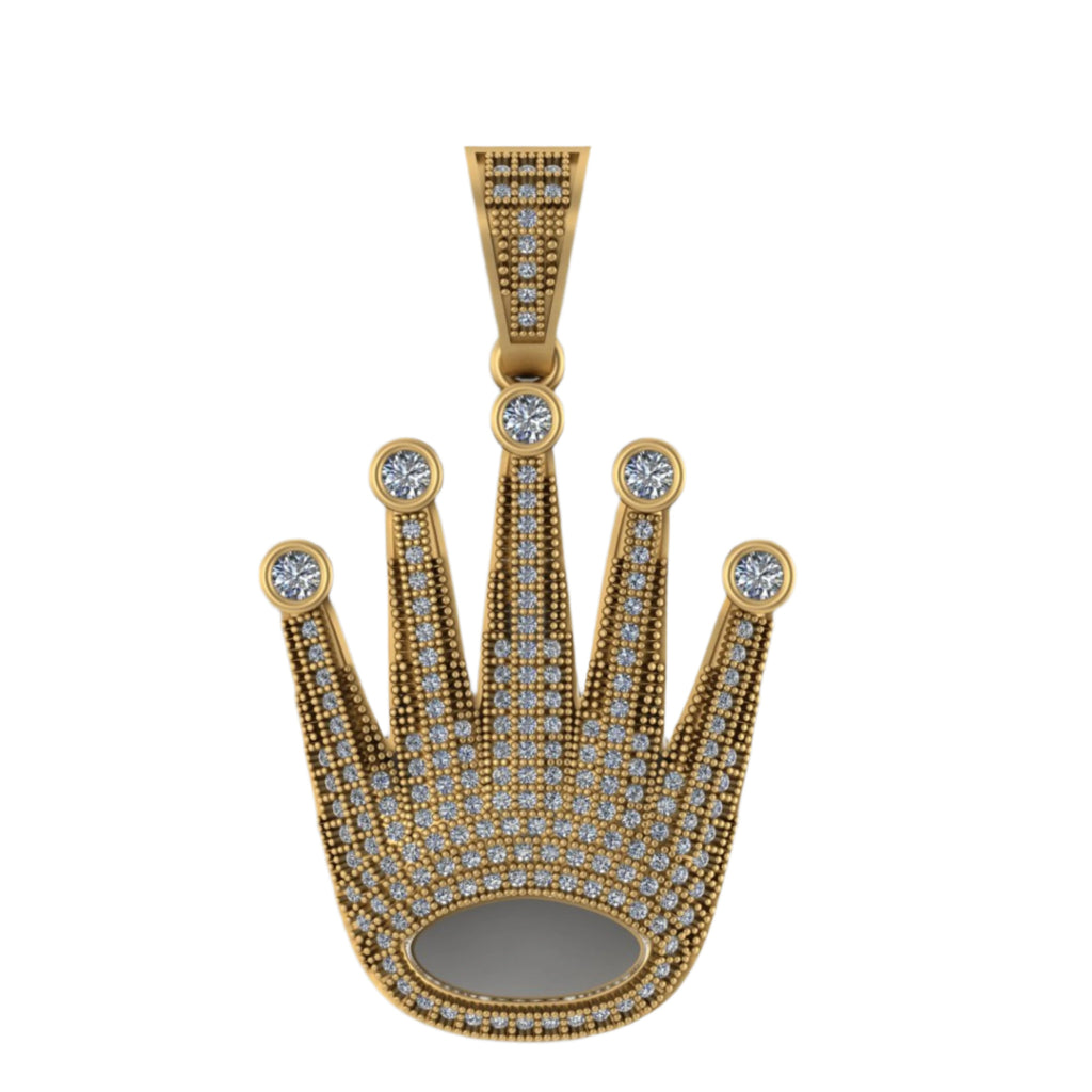 Crown Diamond Pendant 14k Solid Gold - 1.302 CTW