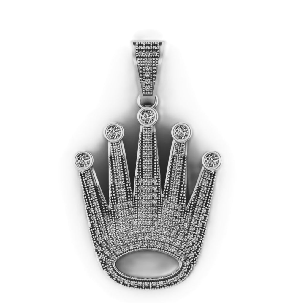 Crown Diamond Pendant 14k Solid Gold - 1.302 CTW