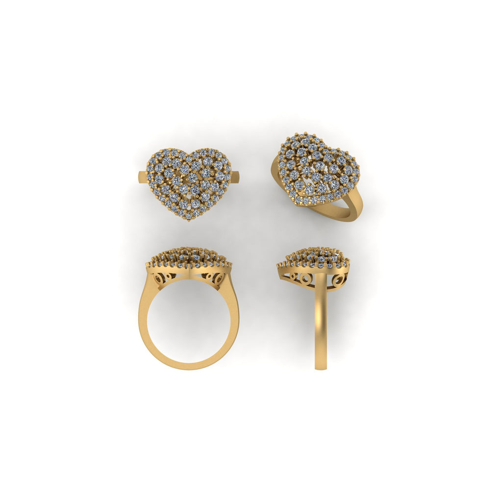14k solid gold  Heart-Shape Wedding Ring - 1.16 CTW