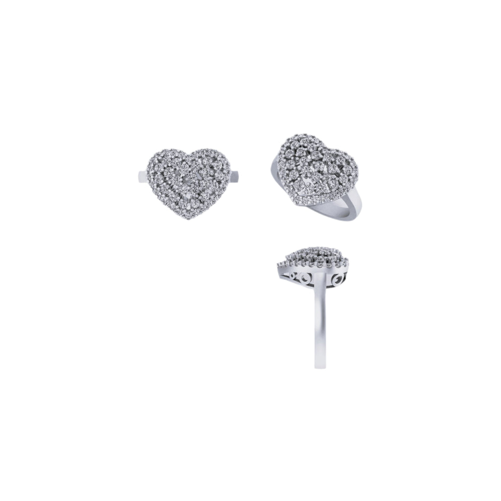 14k solid gold  Heart-Shape Wedding Ring - 1.16 CTW