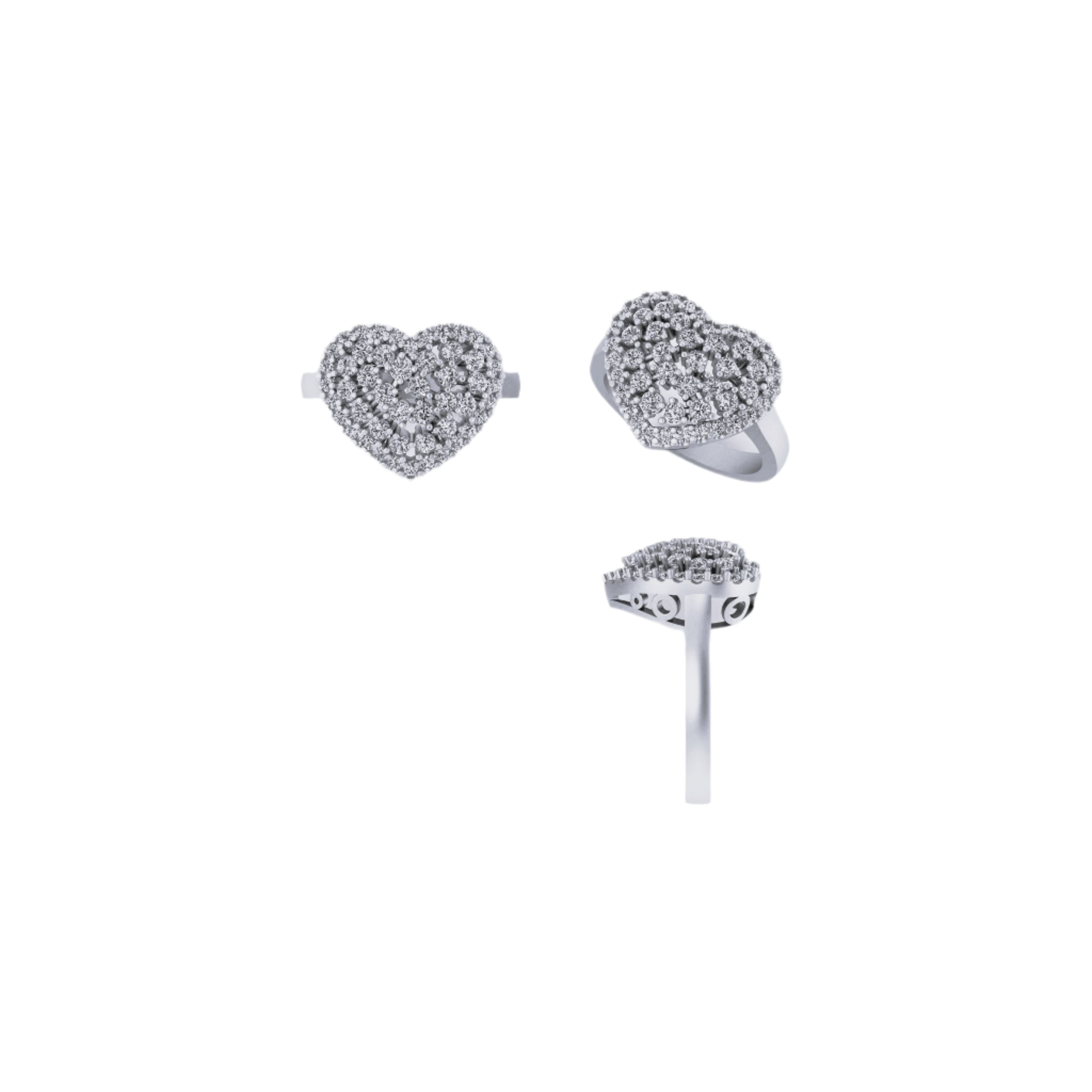 14k solid gold  Heart-Shape Wedding Ring - 1.16 CTW