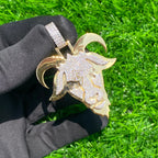 Goat Diamond Pendant 14K Gold Icy VVS Moissanite Charm -1.92 CTW