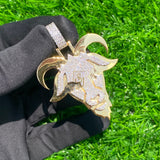 MEN'S ICY 14K YELLOW GOLD VVS MOISSANITE GOAT CHARM PENDANT