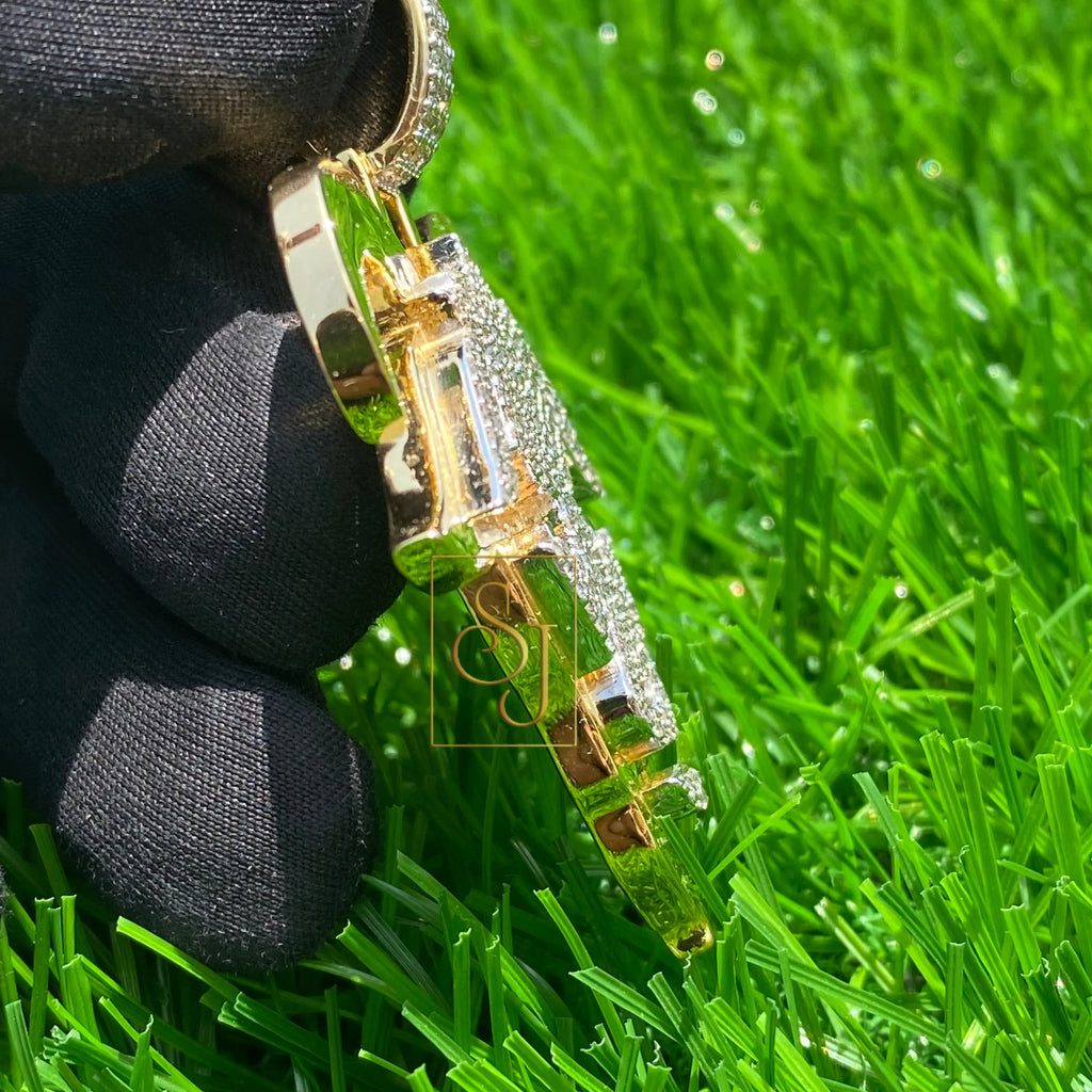 Goat Diamond Pendant 14K Gold Icy VVS Moissanite Charm -1.92 CTW