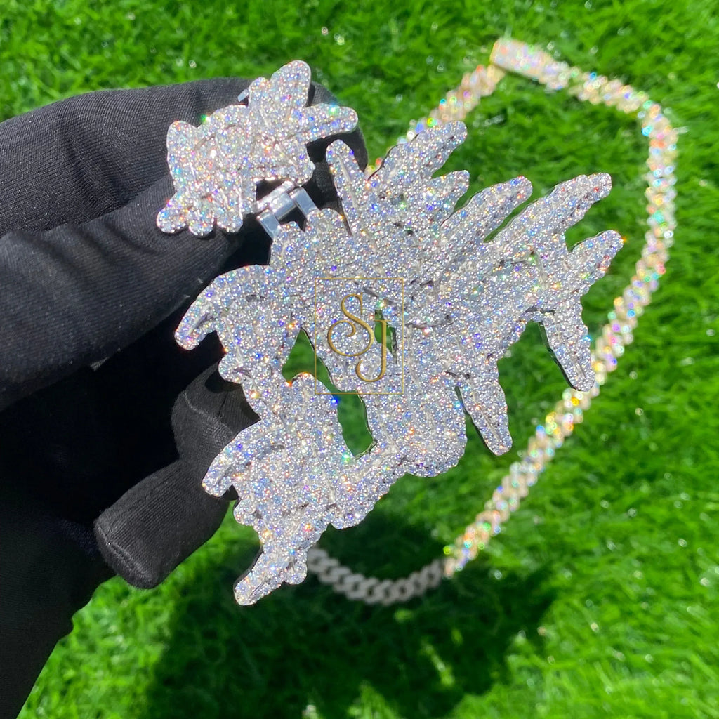 Custom Gold Moissanite Diamond Pendant Personalized Hip Hop Bling - 14.55 CTW