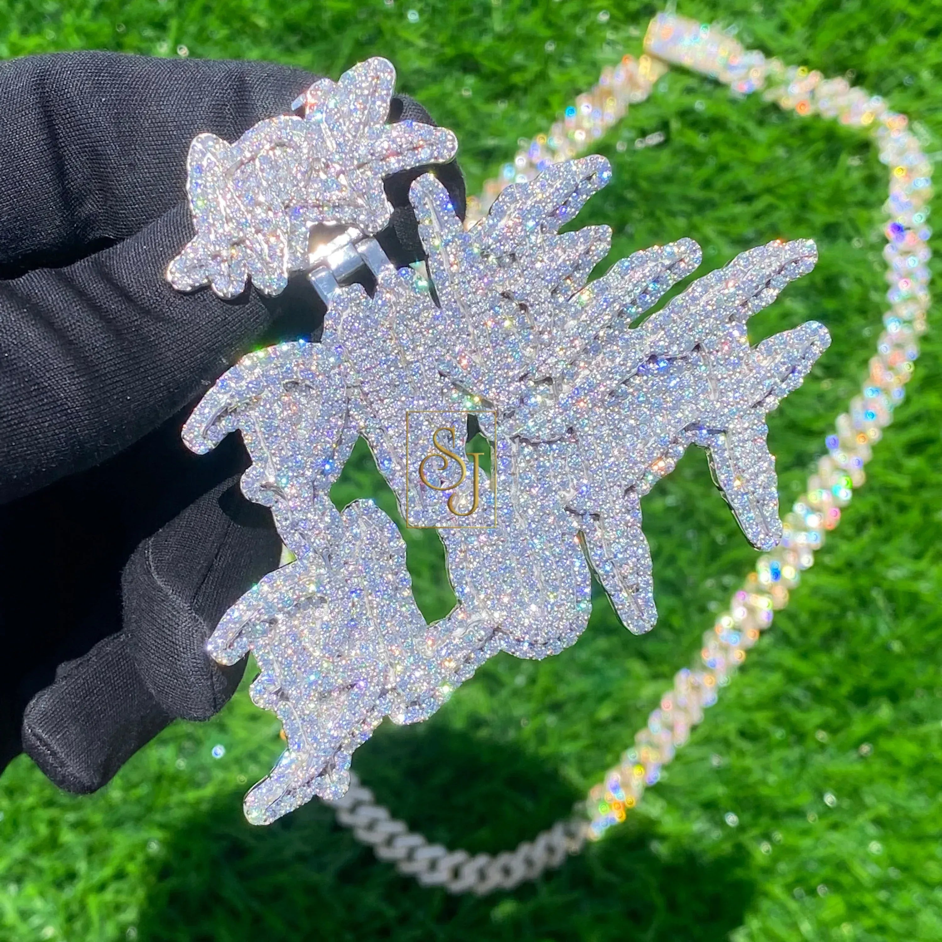 Custom Gold Moissanite Diamond Pendant Personalized Hip Hop Bling - 14.55 CTW