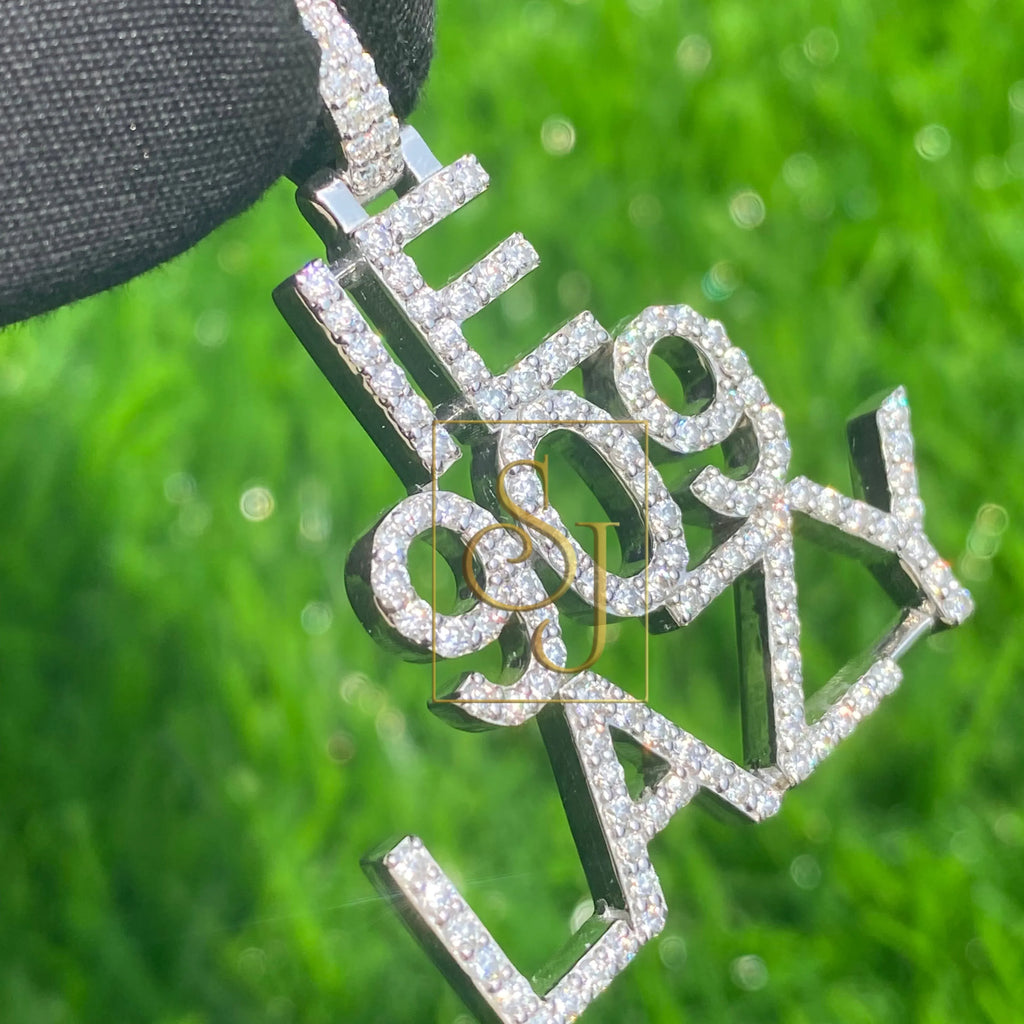 Custom Diamond Name Pendants 925 Silver Dainty Letter Charm - 1.54CTW