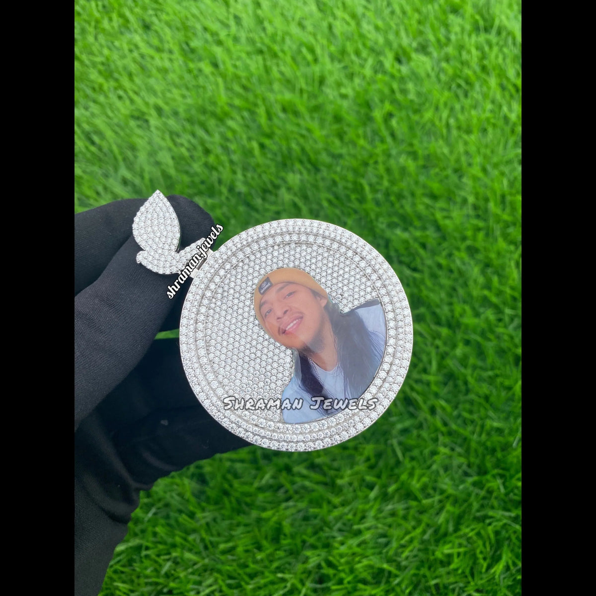 Personalized Photo Round Hip Hop Diamond Pendant - 11.46 CTW