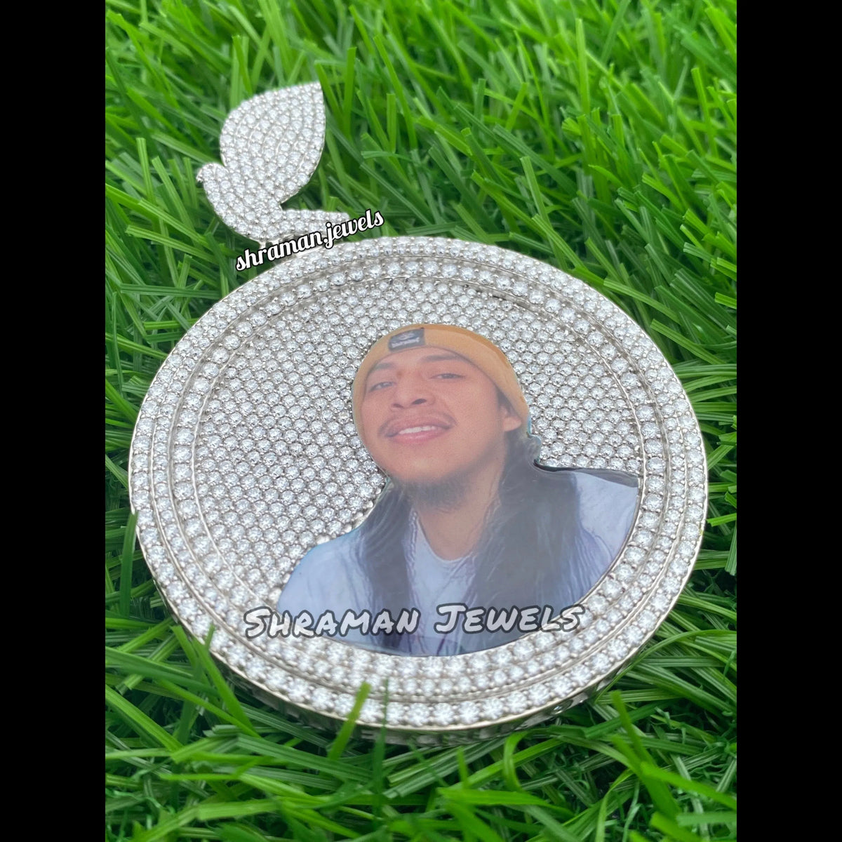 Personalized Photo Round Hip Hop Diamond Pendant - 11.46 CTW