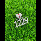 Custom Broken Heart with number Pendant 14K solid gold - 3.05 CTW
