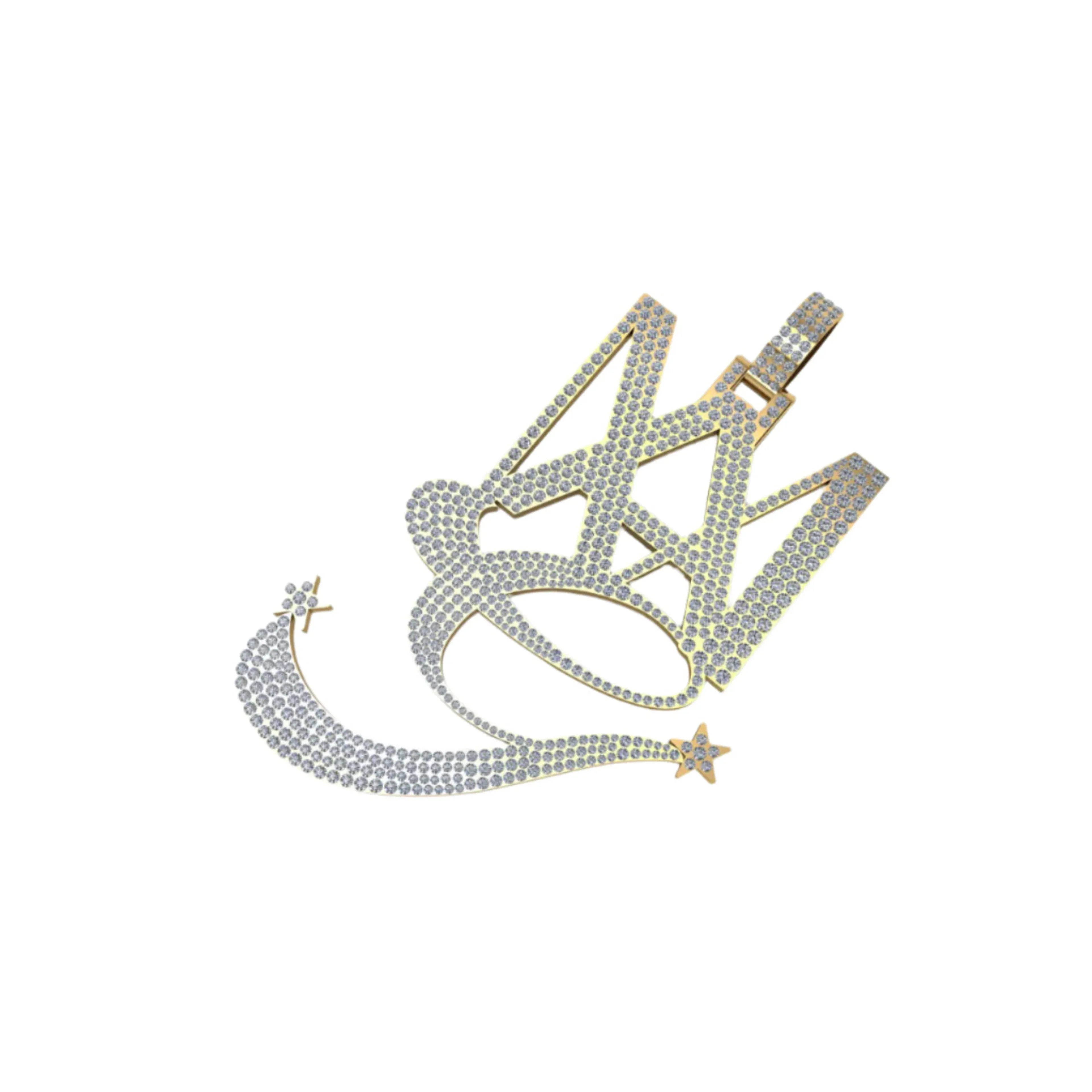 Men's Personalized Diamond Letter Necklace Birthday Charm - 9.35 CTW
