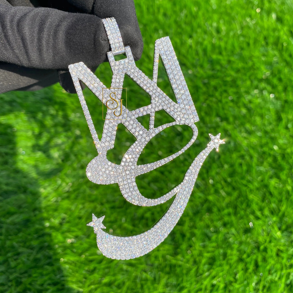 Men's Personalized Diamond Letter Necklace Birthday Charm - 9.35 CTW