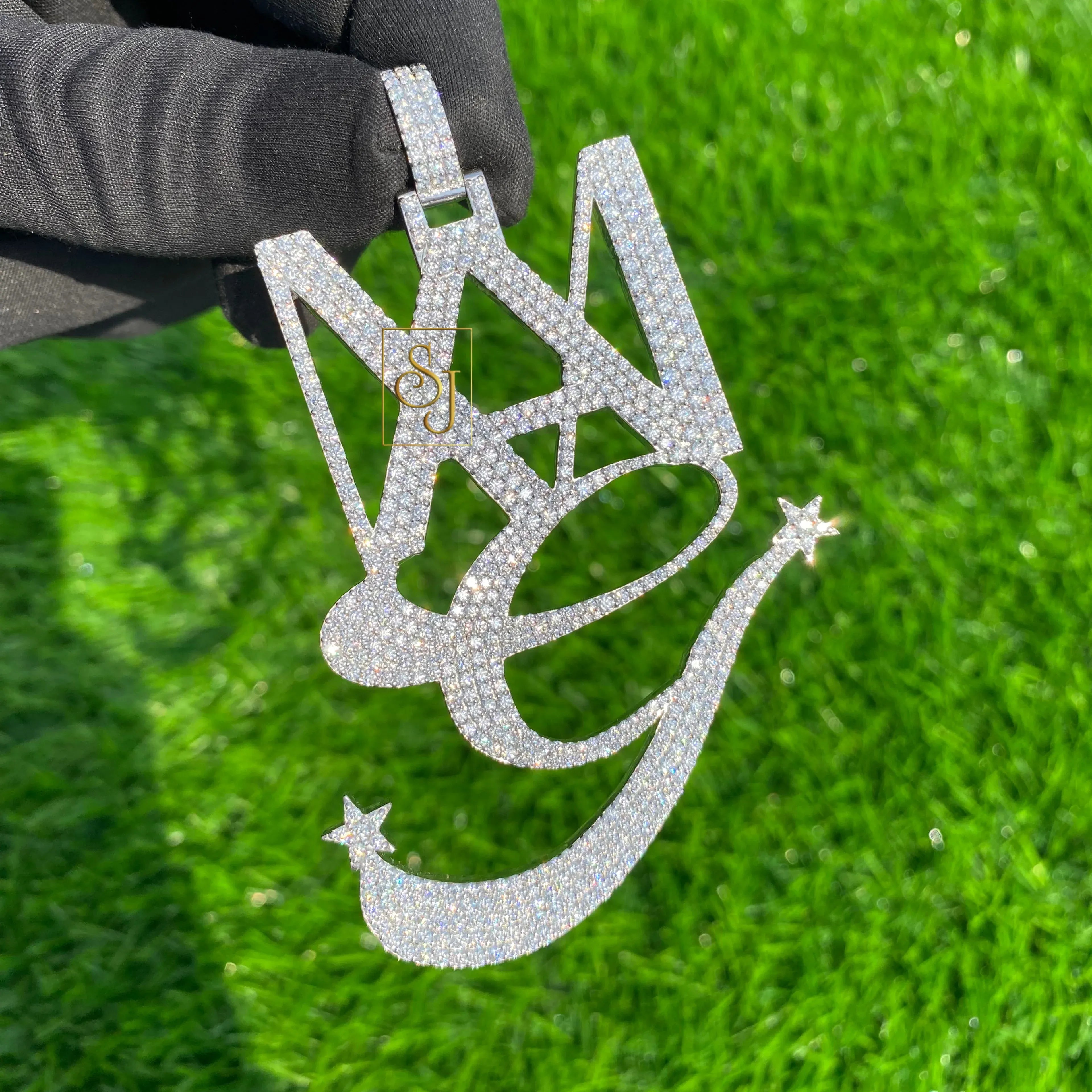 Men's Personalized Diamond Letter Necklace Birthday Charm - 9.35 CTW