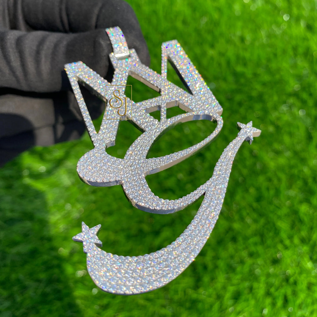 Men's Personalized Diamond Letter Necklace Birthday Charm - 9.35 CTW