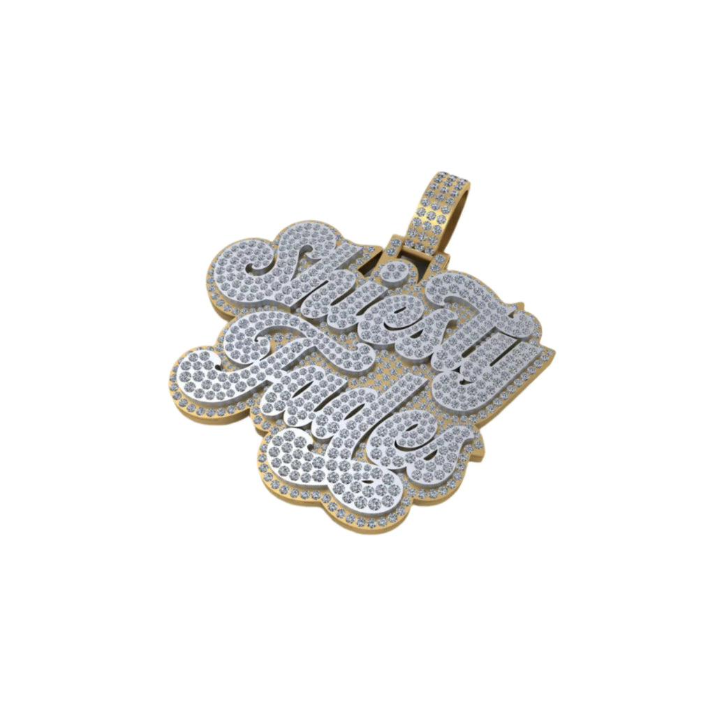 VVS Diamond Custom Name Pendant 14K solid Gold - 7.85 CTW