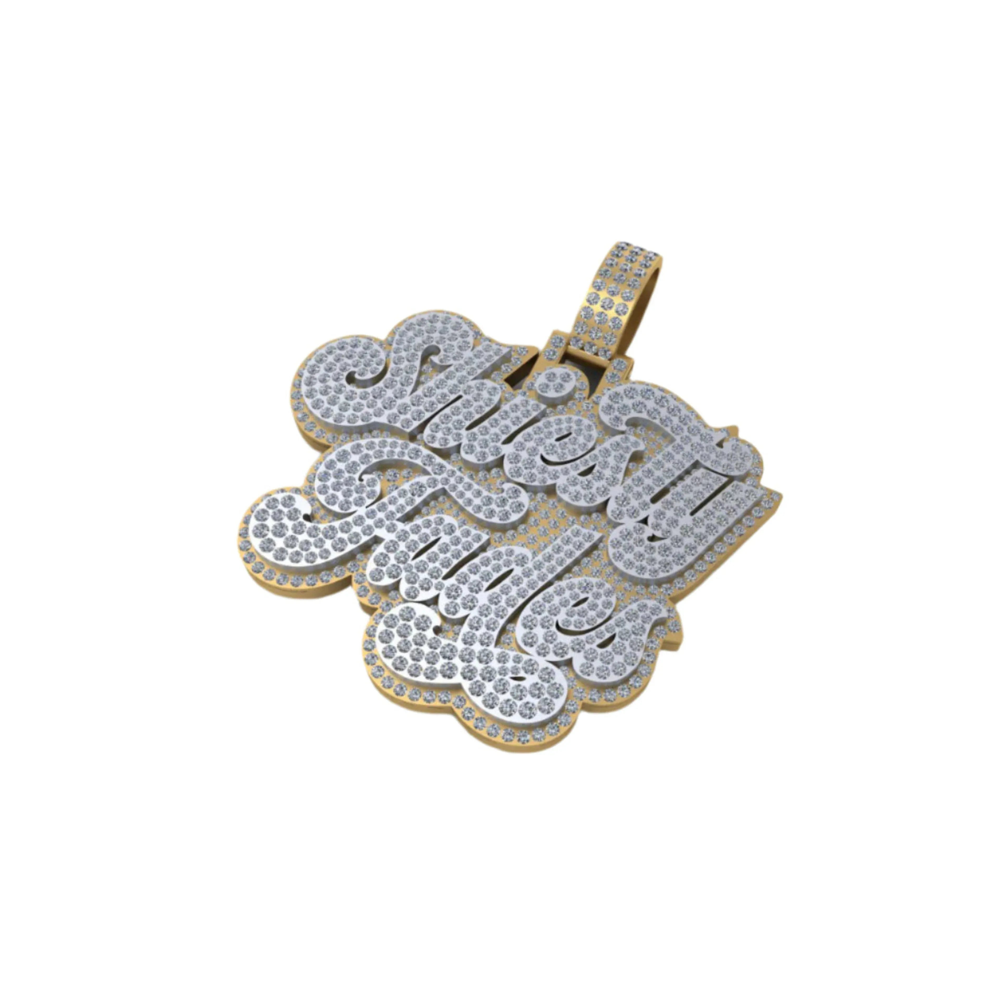 VVS Diamond Custom Name Pendant 14K solid Gold - 7.85 CTW