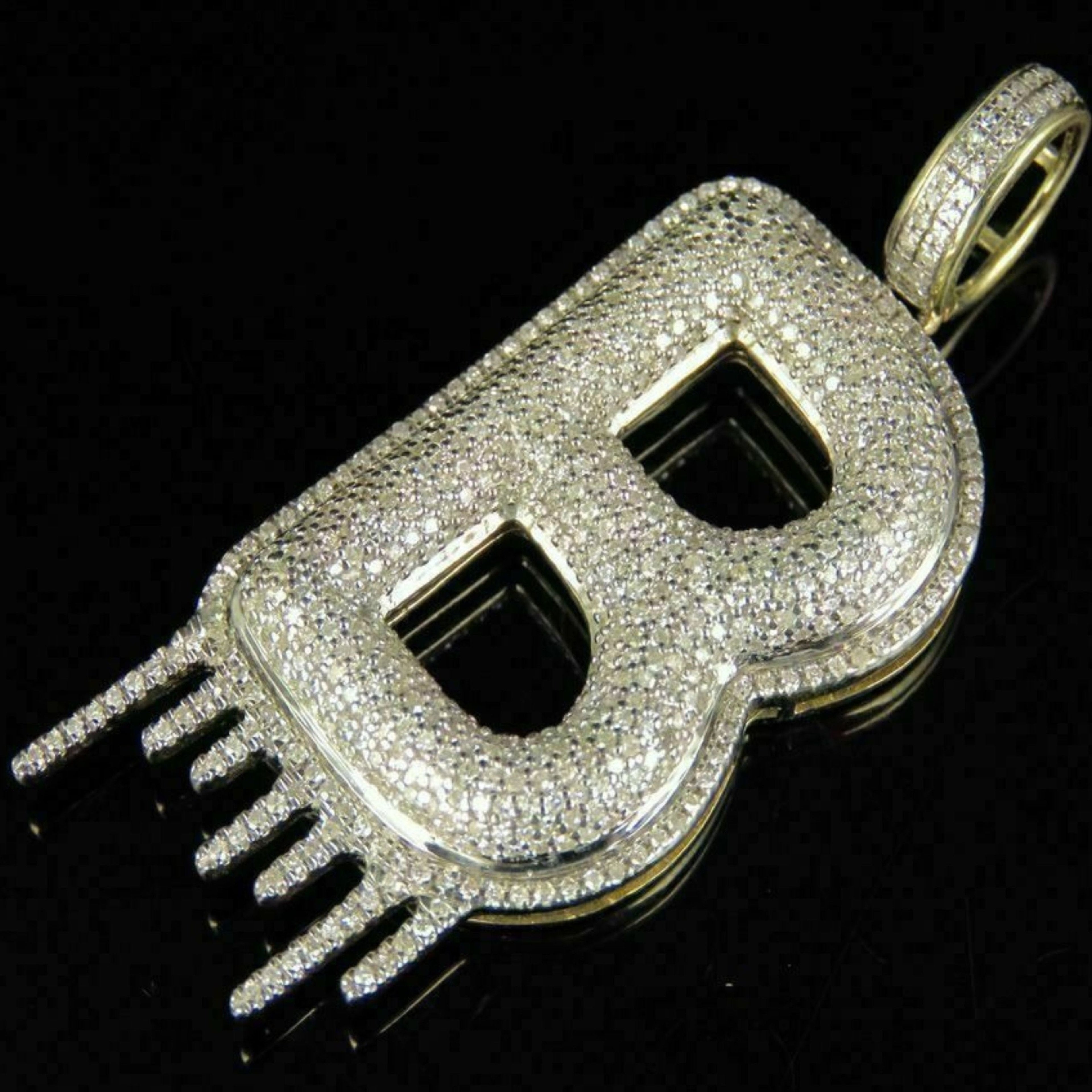 Custom Drippy Initial Letter Diamond Pendant - 3.32 CTW