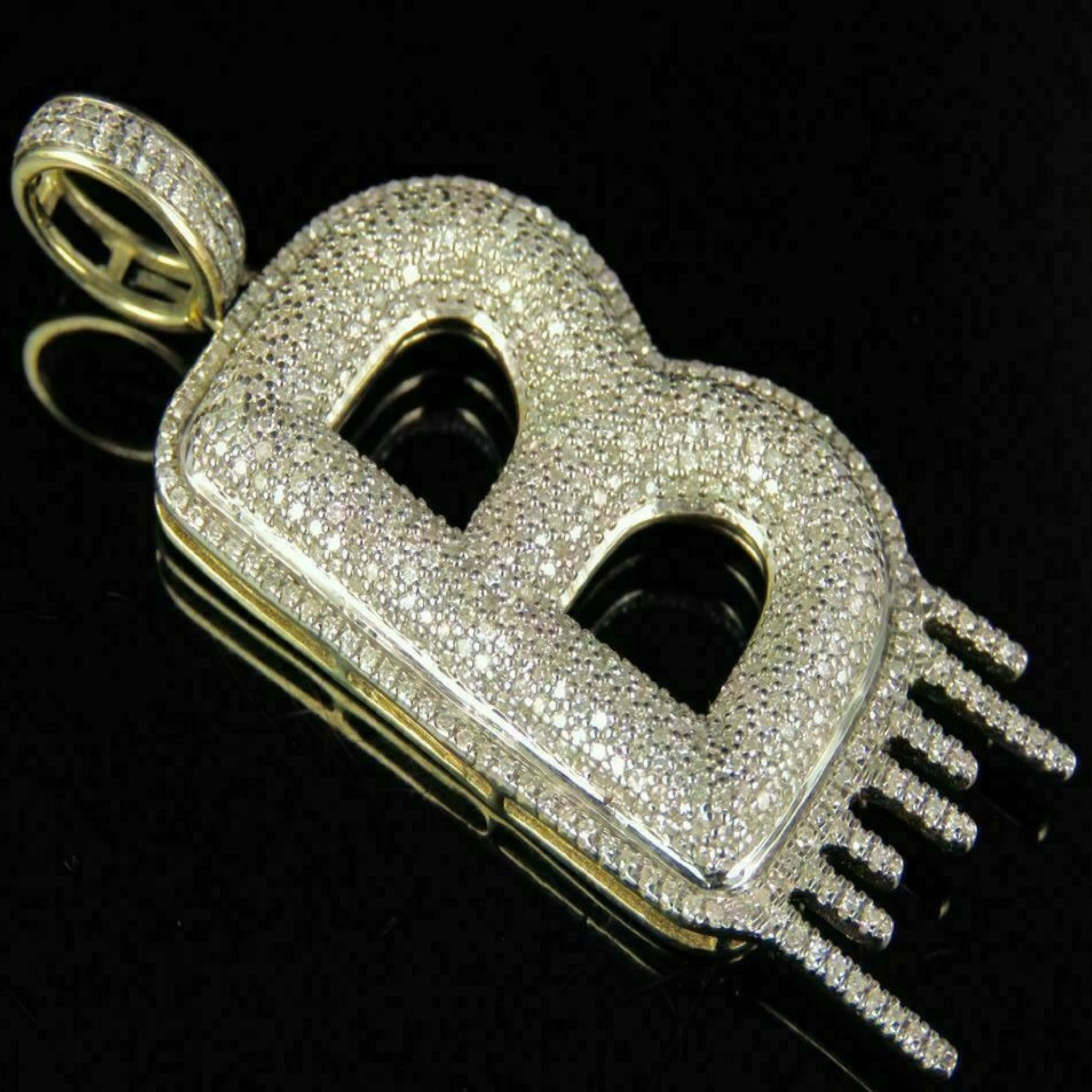 Custom Drippy Initial Letter Diamond Pendant - 3.32 CTW