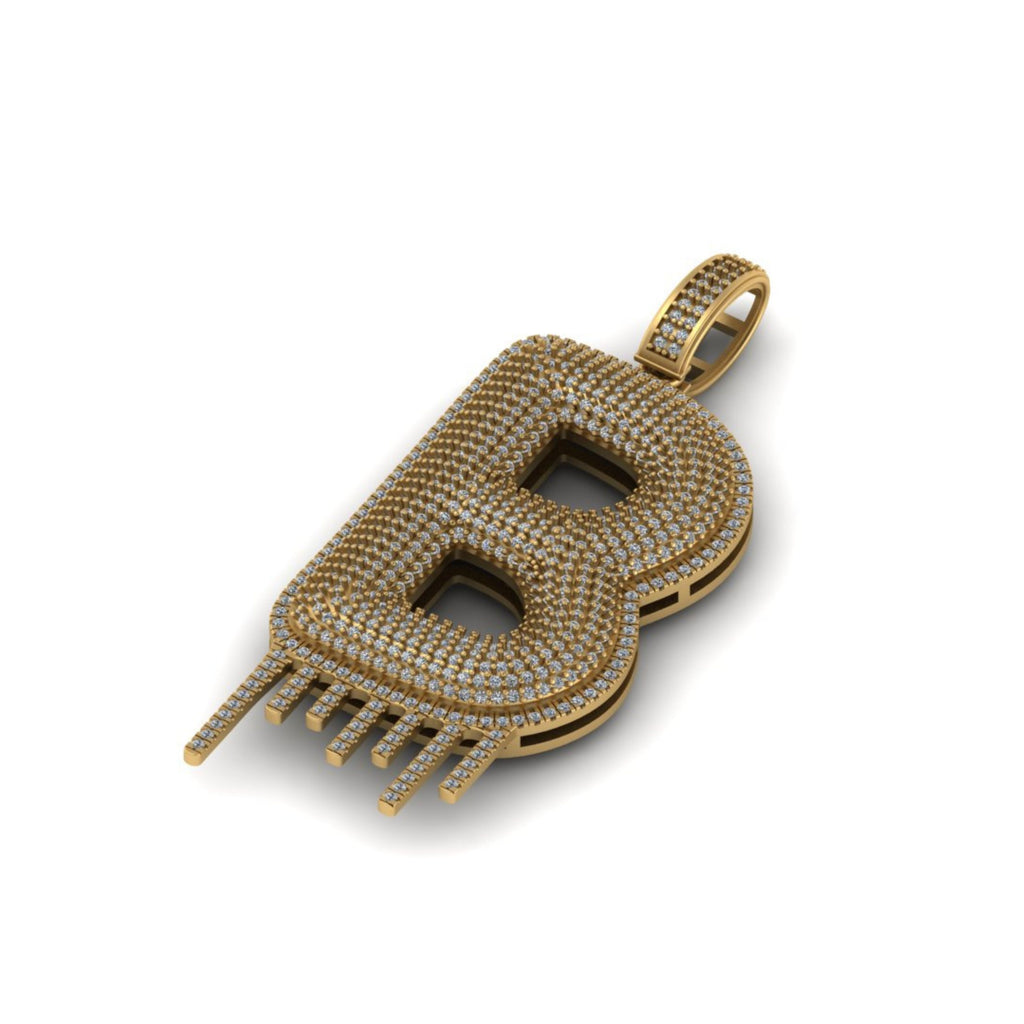 Custom Drippy Initial Letter Diamond Pendant - 3.32 CTW