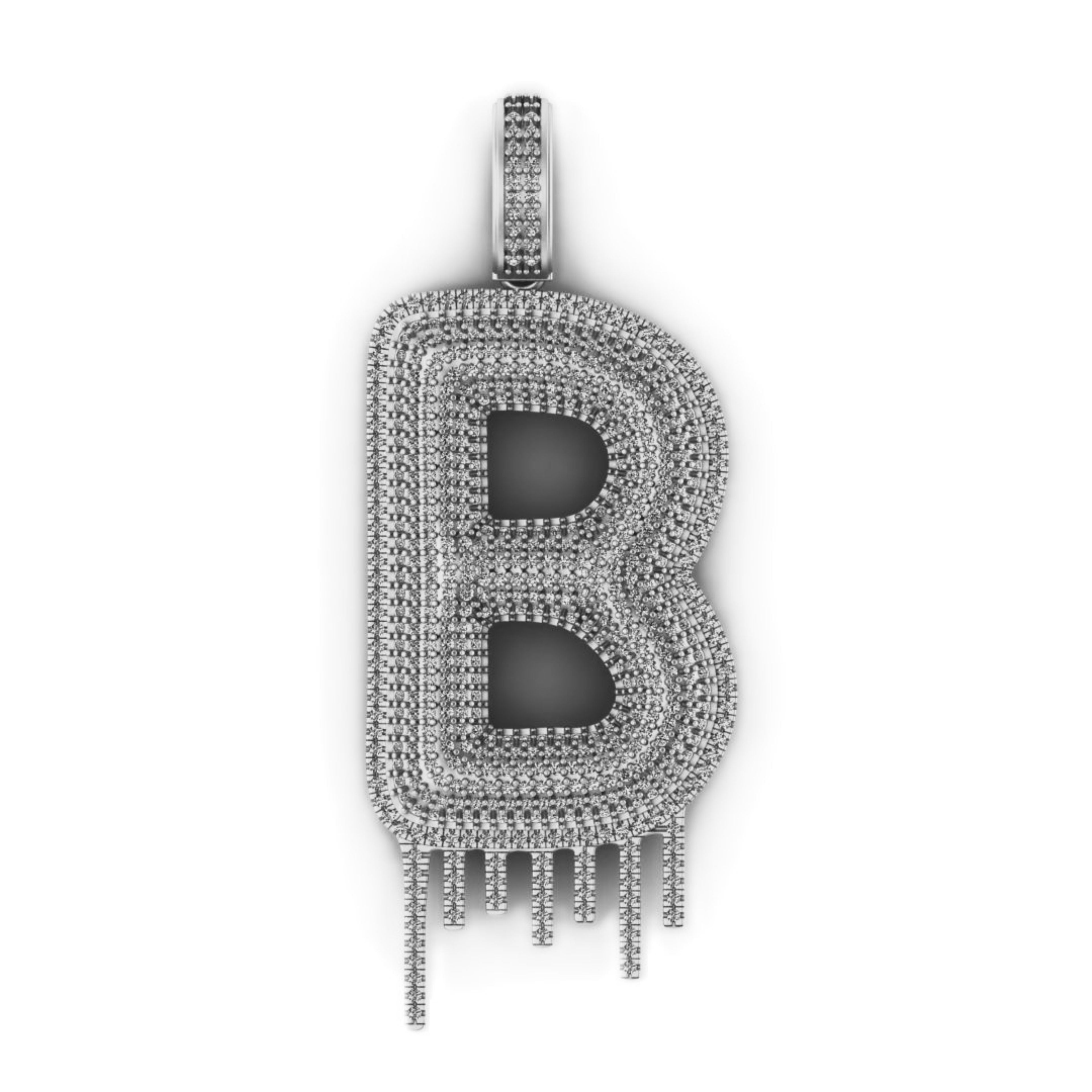Custom Drippy Initial Letter Diamond Pendant - 3.32 CTW