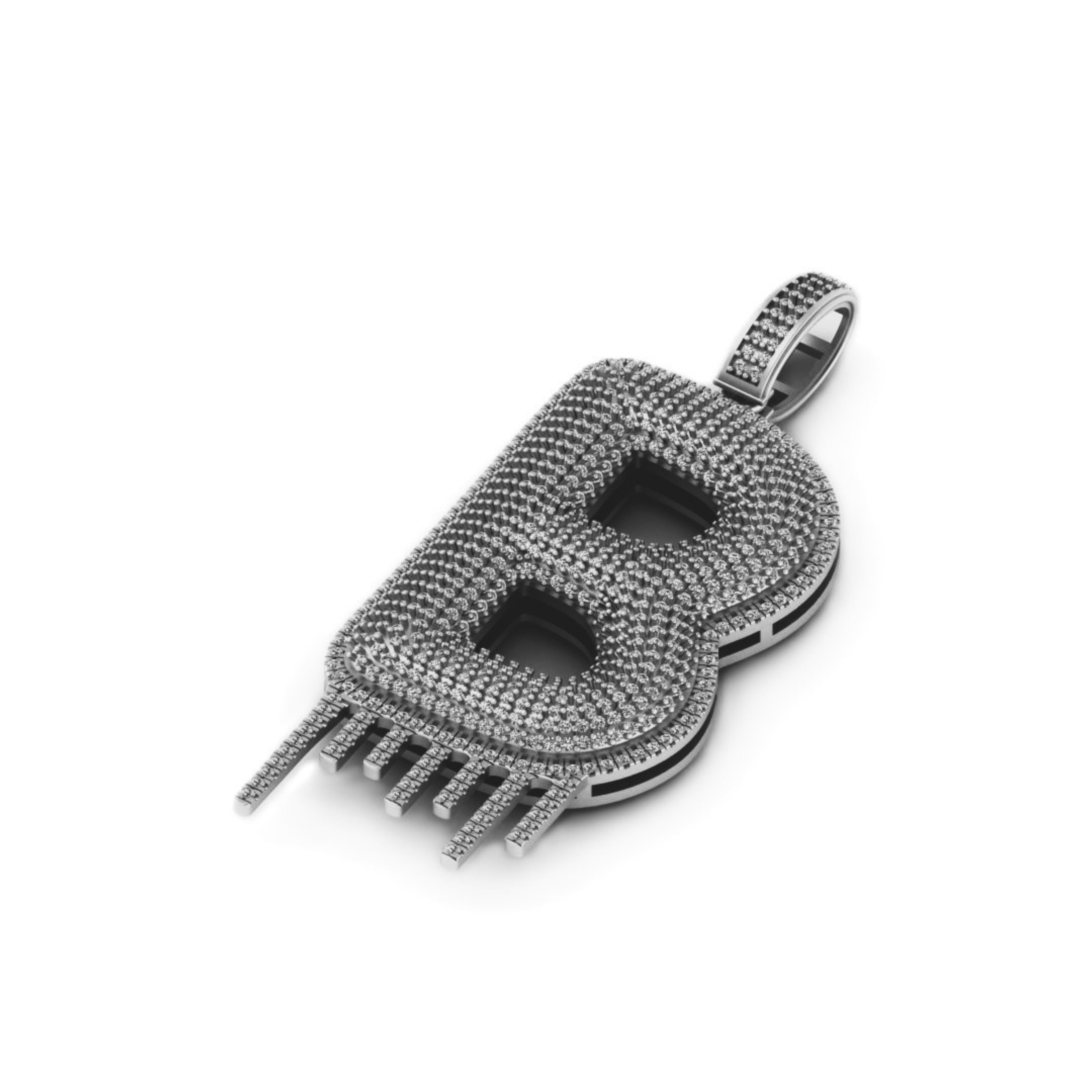 Custom Drippy Initial Letter Diamond Pendant - 3.32 CTW