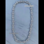 Dazzling 10MM Round & Baguette Diamond Link Necklace