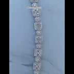 Dazzling 10MM Round & Baguette Diamond Link Necklace