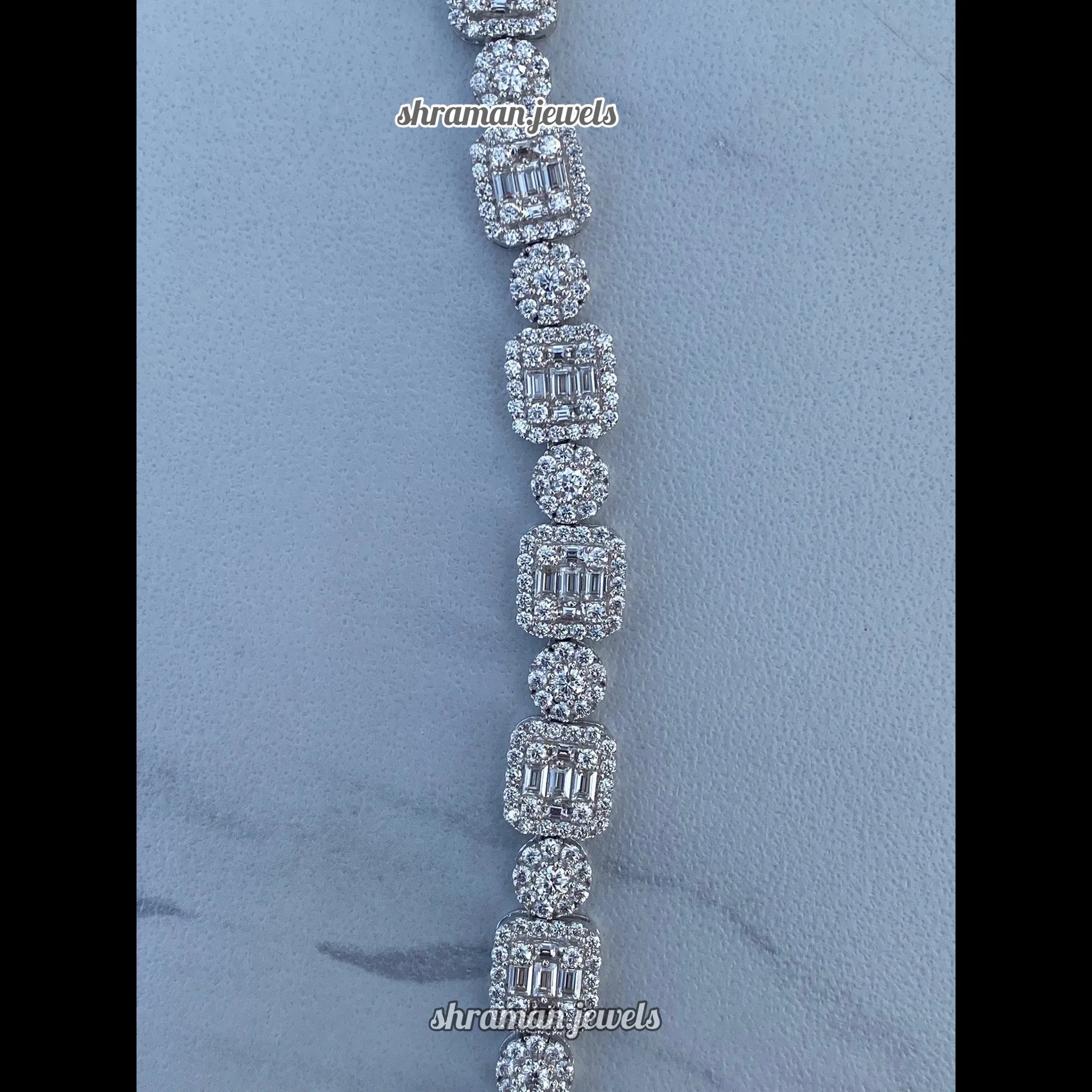 Dazzling 10MM Round & Baguette Diamond Link Necklace