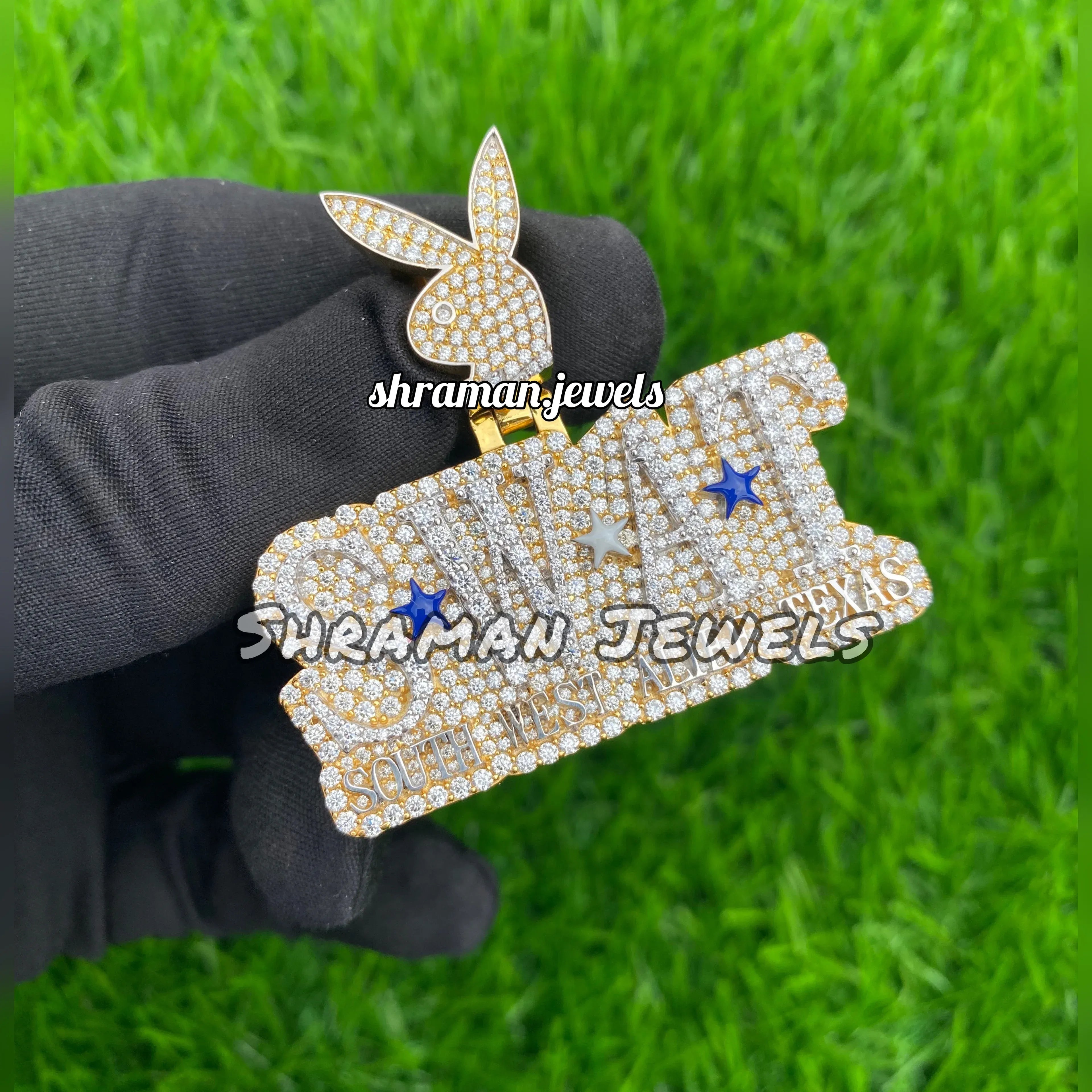 Custom Name Playboy Diamond Pendant VVS Moissanite Gold Bling - 6.07 CTW
