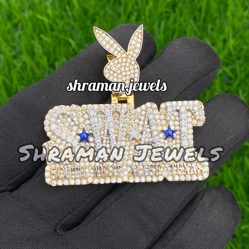 Custom Name Playboy Diamond Pendant VVS Moissanite Gold Bling - 6.07 CTW