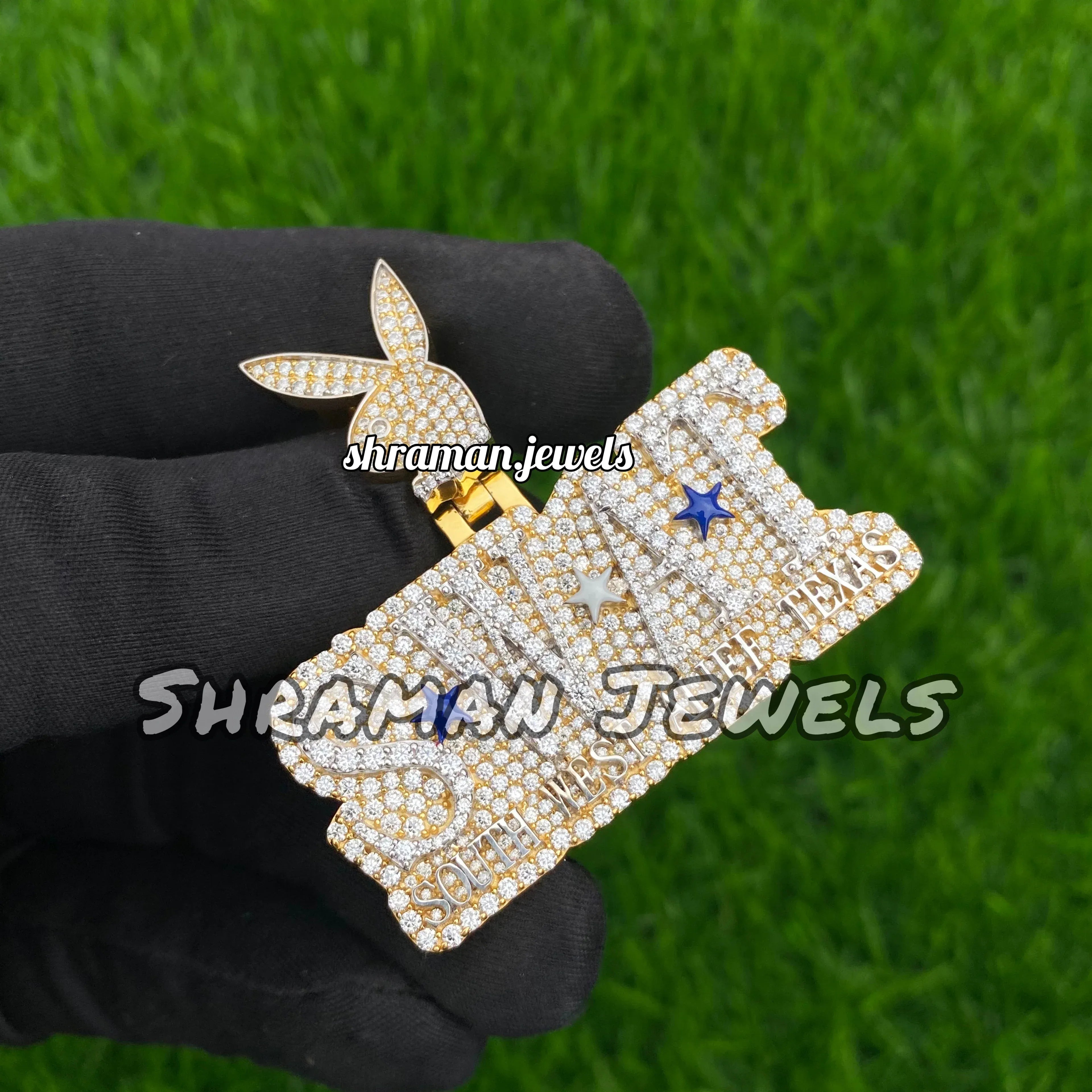 Custom Name Playboy Diamond Pendant VVS Moissanite Gold Bling - 6.07 CTW