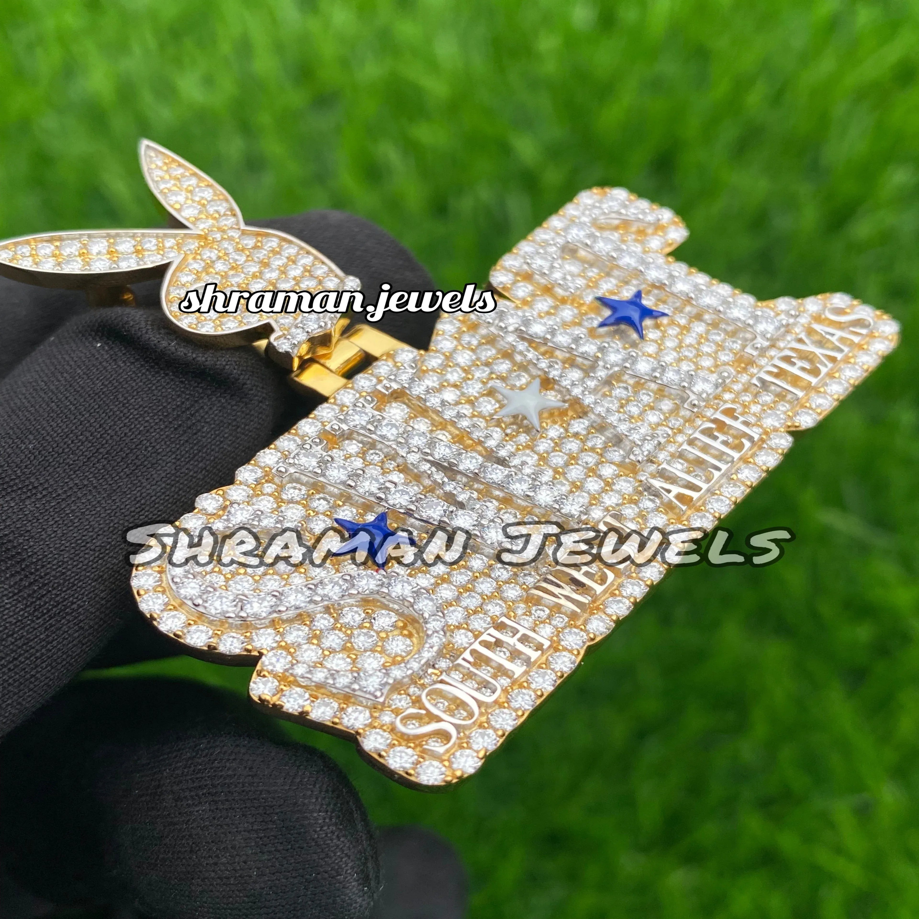 Custom Name Playboy Diamond Pendant VVS Moissanite Gold Bling - 6.07 CTW