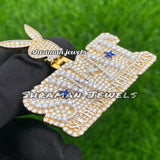 VVS MOISSANITE SWAT LETTER WITH PLAY BOY BAIL 925 SILVER YELLOW GOLD PLATED BLING DIAMOND PENDANT