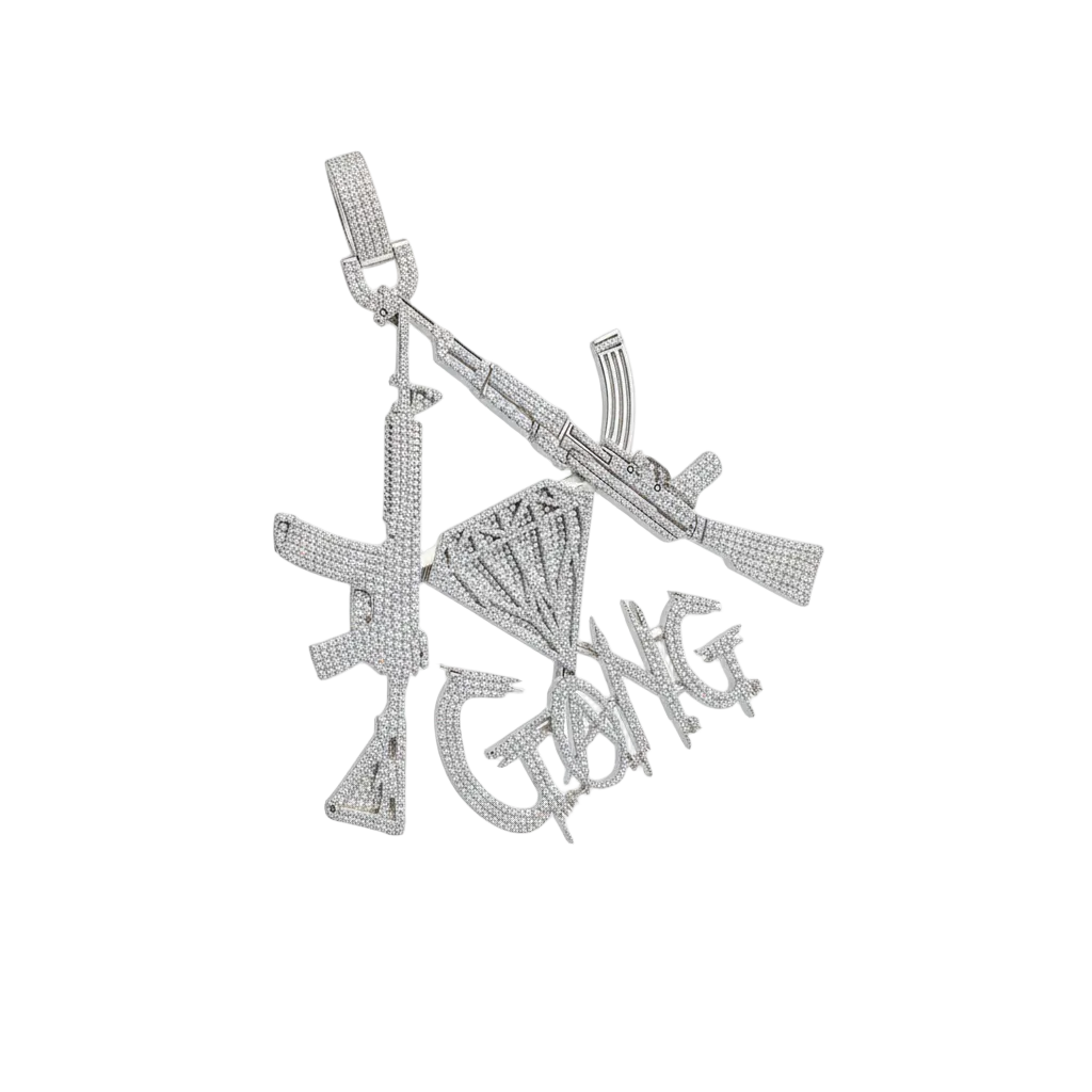 Custom Hip Hop Gang Mafia Gun Name VVS Diamond Pendant - 11.06 CTW