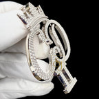 Men's Custom Diamond Letter Pendant Crown Charm - 3.84 CTW