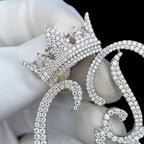 Men's Custom Diamond Letter Pendant Crown Charm - 3.84 CTW