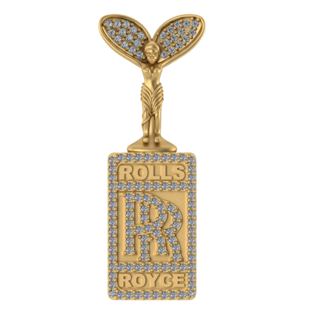Custom Logo 14K solid gold VVS Diamond Pendant - 0.96 CTW