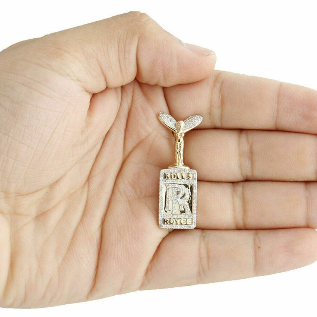 Custom Logo 14K solid gold VVS Diamond Pendant - 0.96 CTW