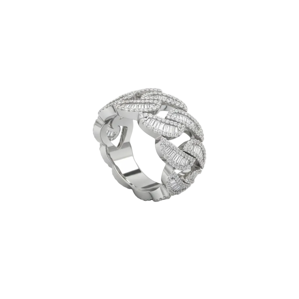 Cuban Diamond Ring 14k Solid Gold