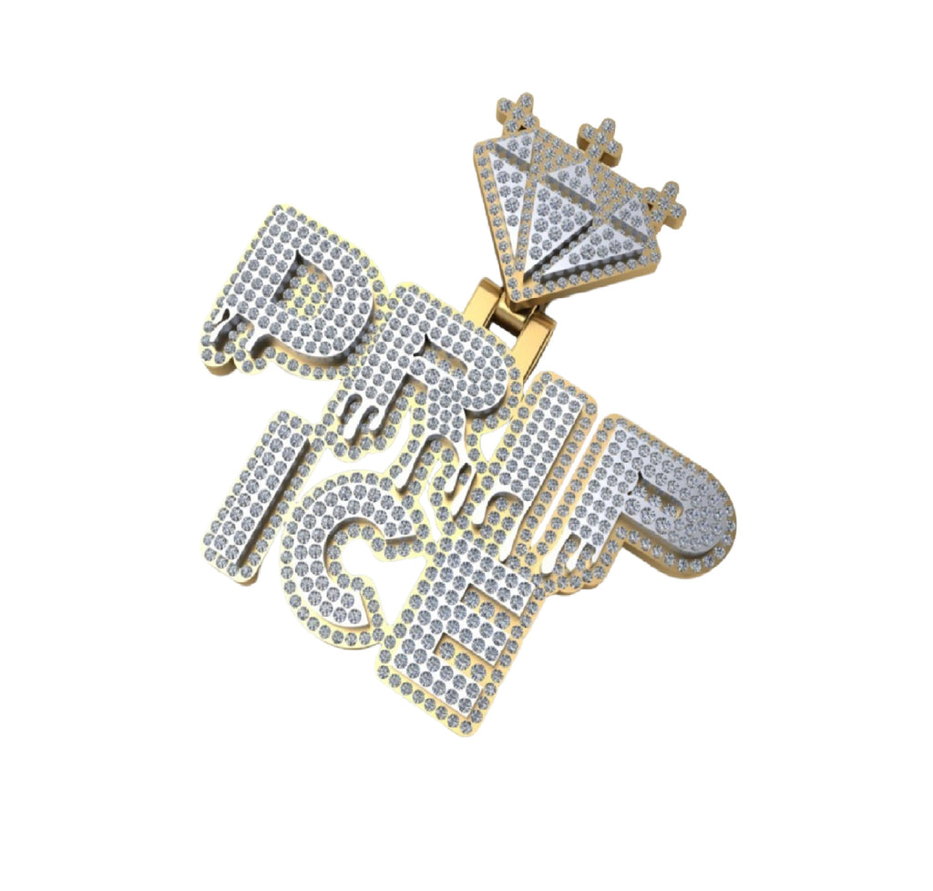 Custom Diamond Pendant Drip Fancy Hip Hop Charm - 3.8 CTW