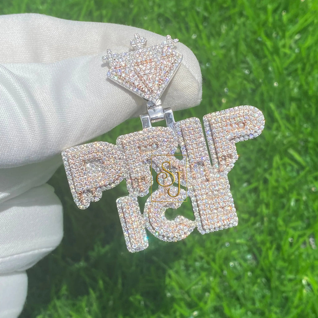 Custom Diamond Pendant Drip Fancy Hip Hop Charm - 3.8 CTW