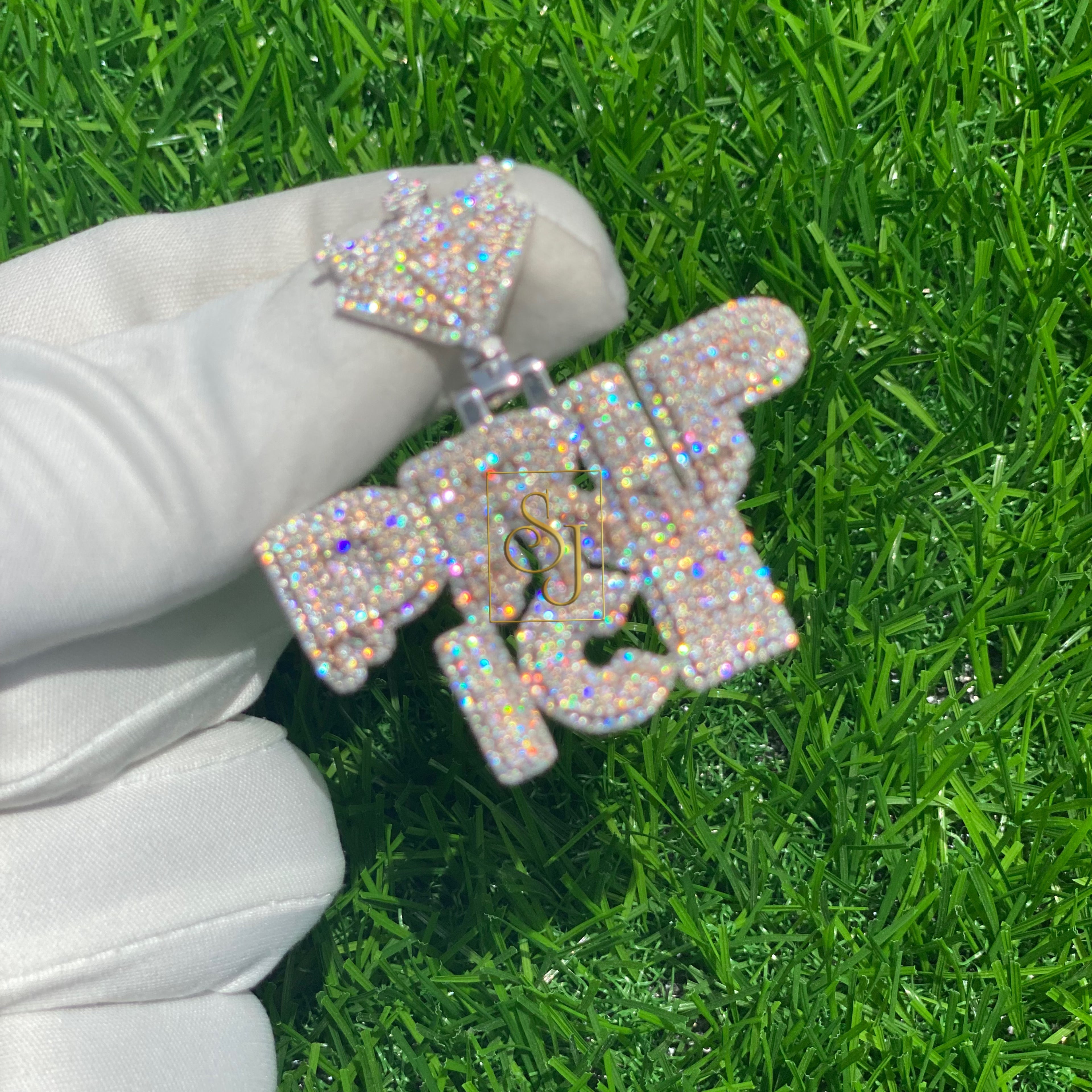 Custom Diamond Pendant Drip Fancy Hip Hop Charm - 3.8 CTW