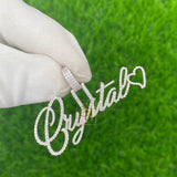 925 Sterling Silver Moissanite Round VVS Crystal Letter Pendant